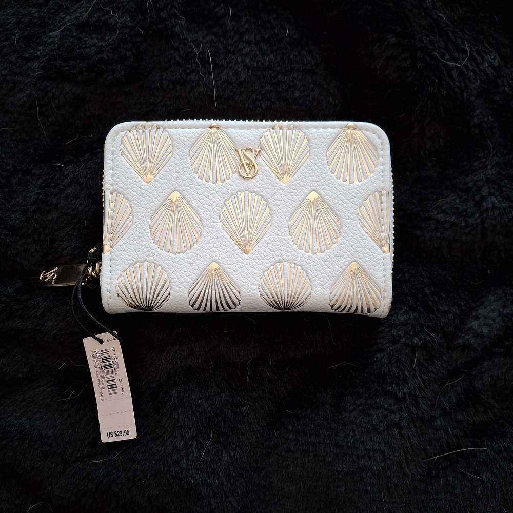 Victoria's Secret White and Gold Shell Wallet
